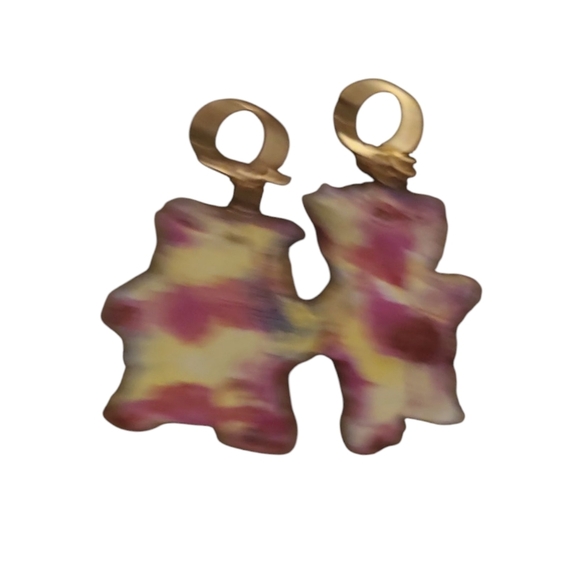 14k Gold Plated Air Dry Clay Bears Earrings - Picture 2 of 2